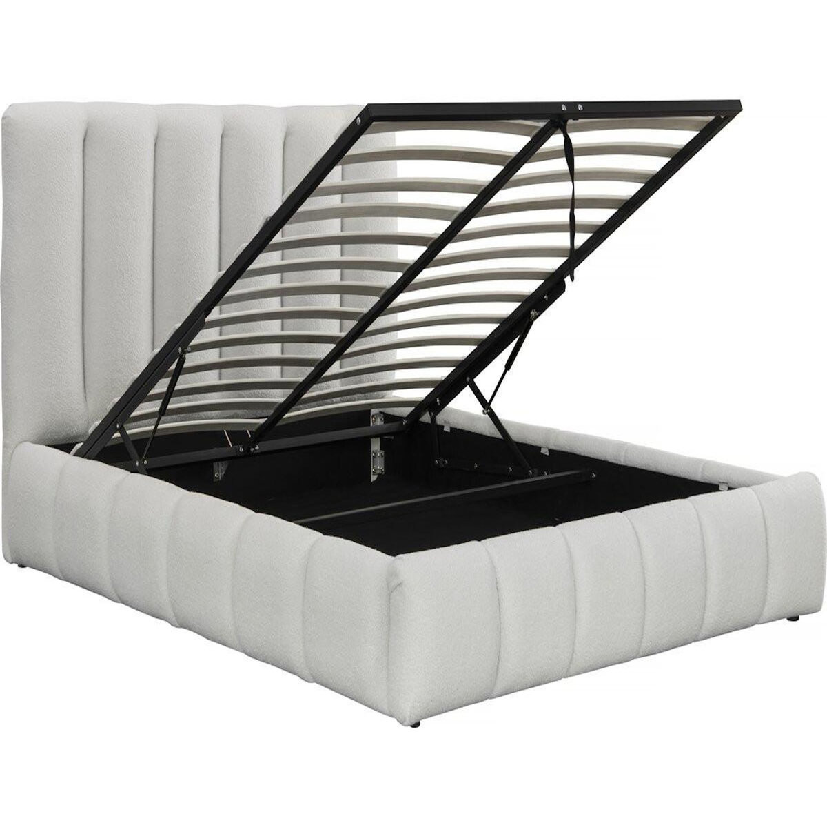 Habitat et Jardin Lit bouclette avec coffre  Annie  - 160 x 200 cm - Blanc