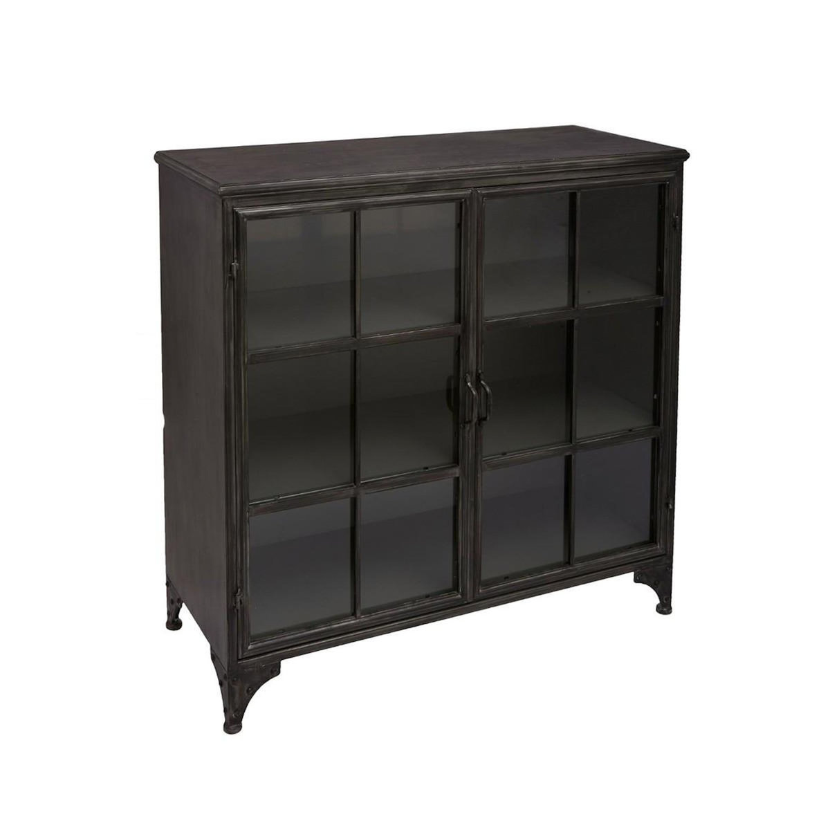 ATMOSPHERA Buffet avec Vitrine  Brocante  102cm Noir