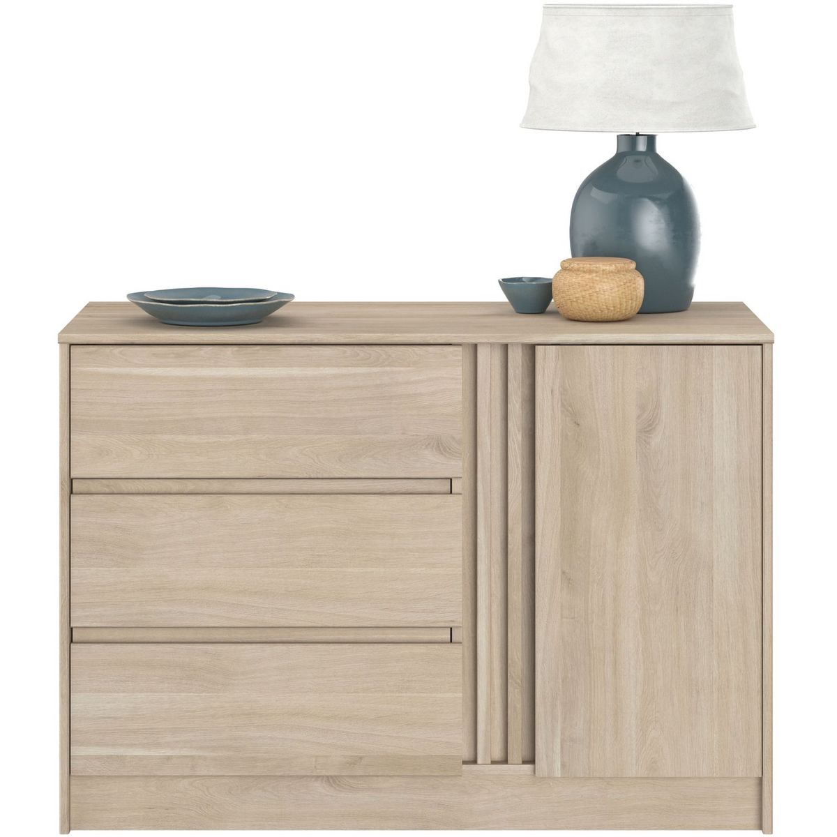 Commode 3 tiroirs 1 porte L109 cm PIA