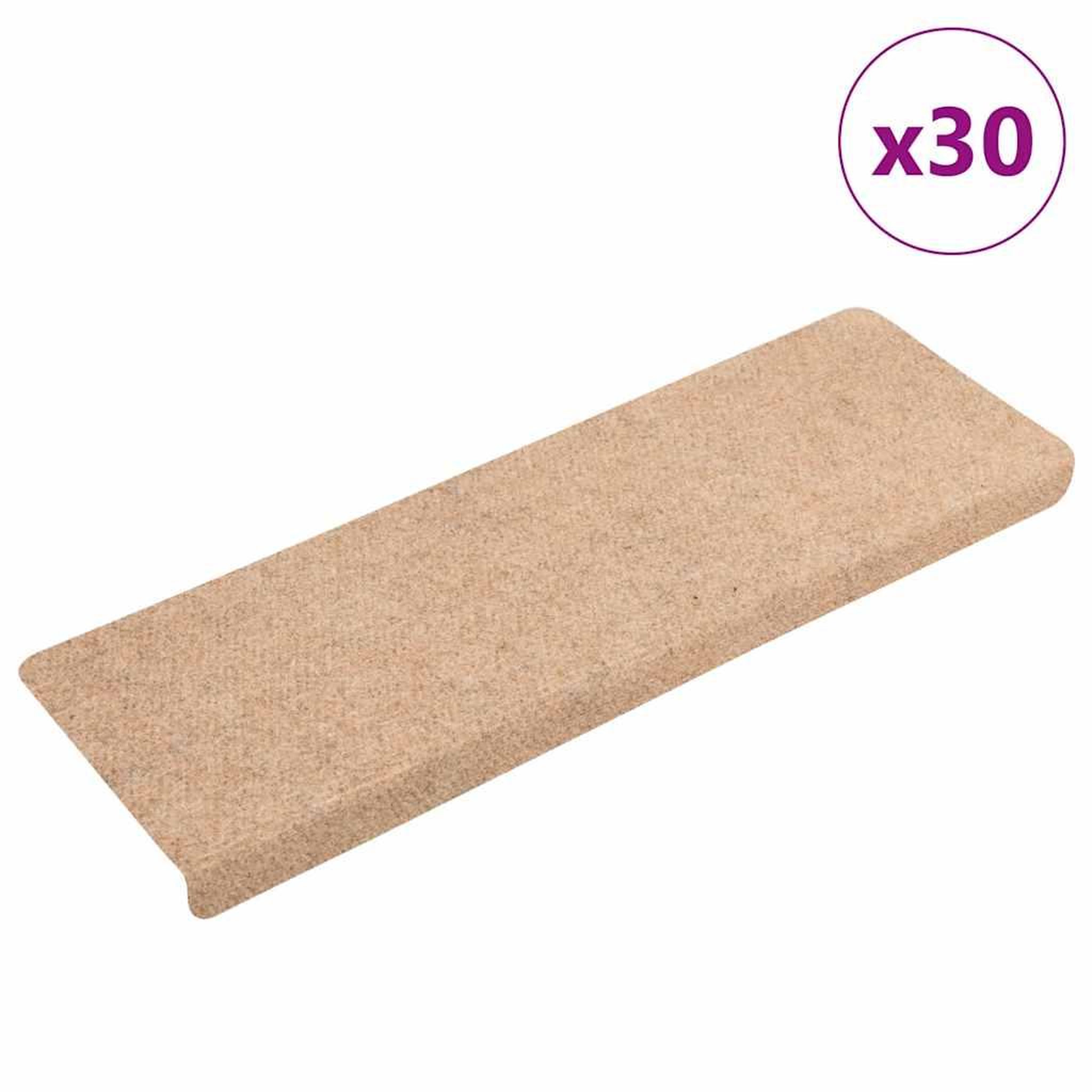 VIDAXL Tapis d'escalier autocollant 30 pcs creme 65x21x4 cm