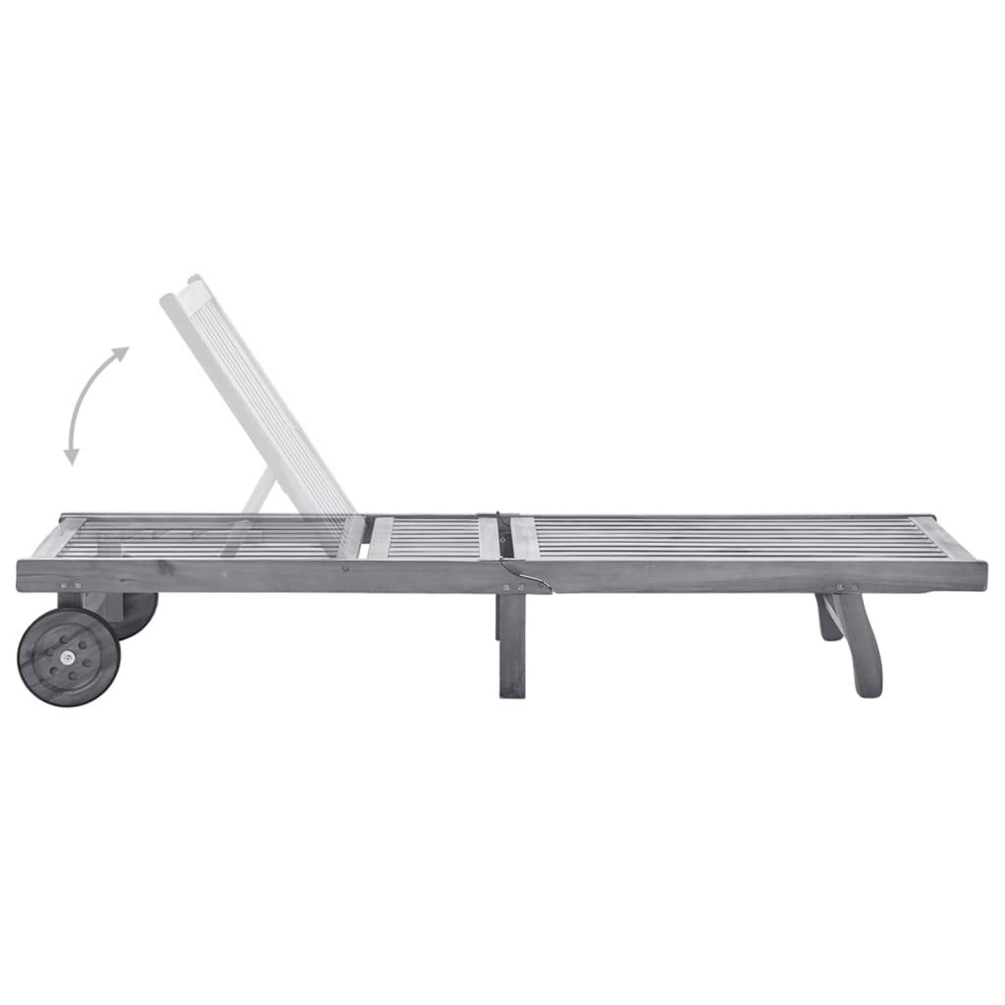 Voir la diapositive 3 : VIDAXL Chaise longue de jardin avec coussin Gris Bois d'acacia solide