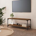 VIDAXL Meuble TV Chene fume 100x33x41 cm Bois d'ingenierie et acier