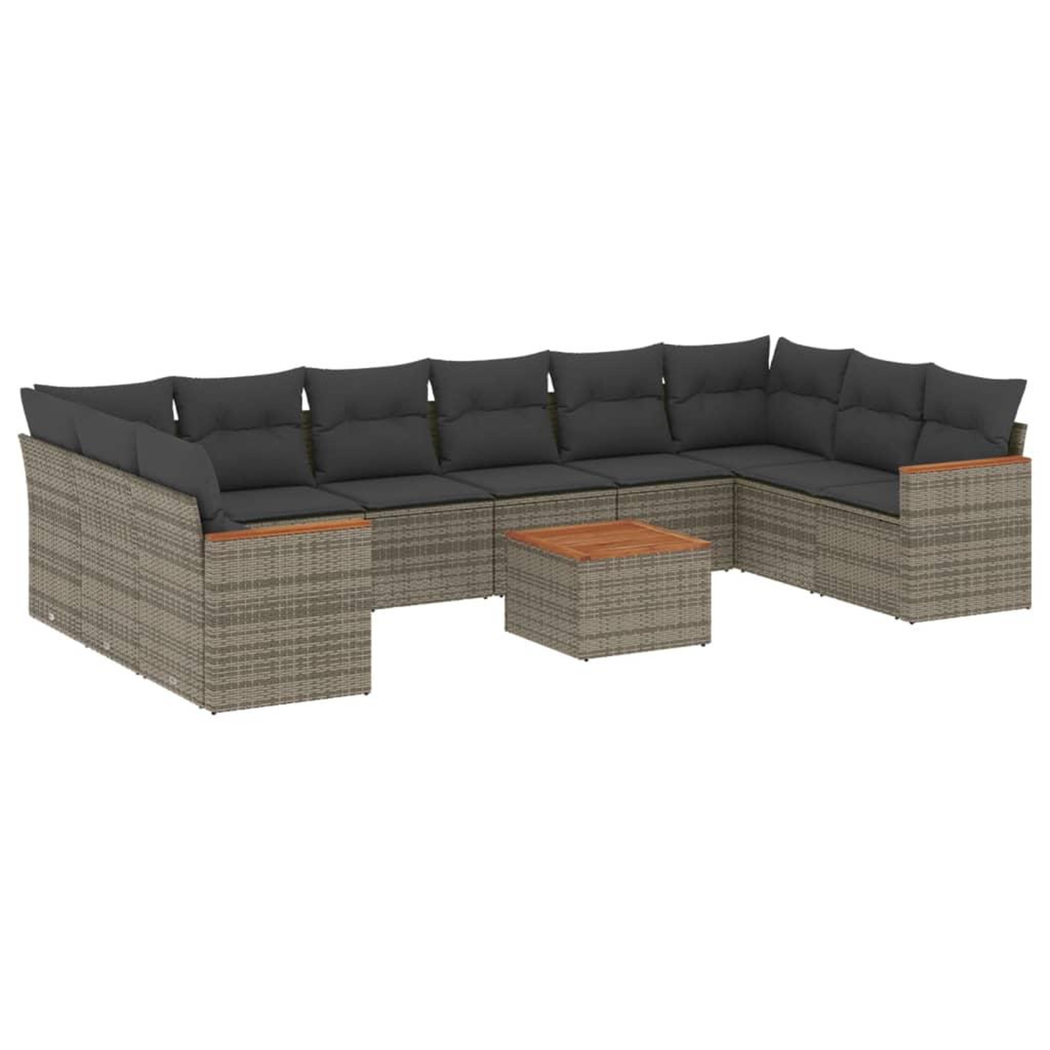 Voir la diapositive 2 : VIDAXL Salon de jardin 11 pcs avec coussins gris resine tressee
