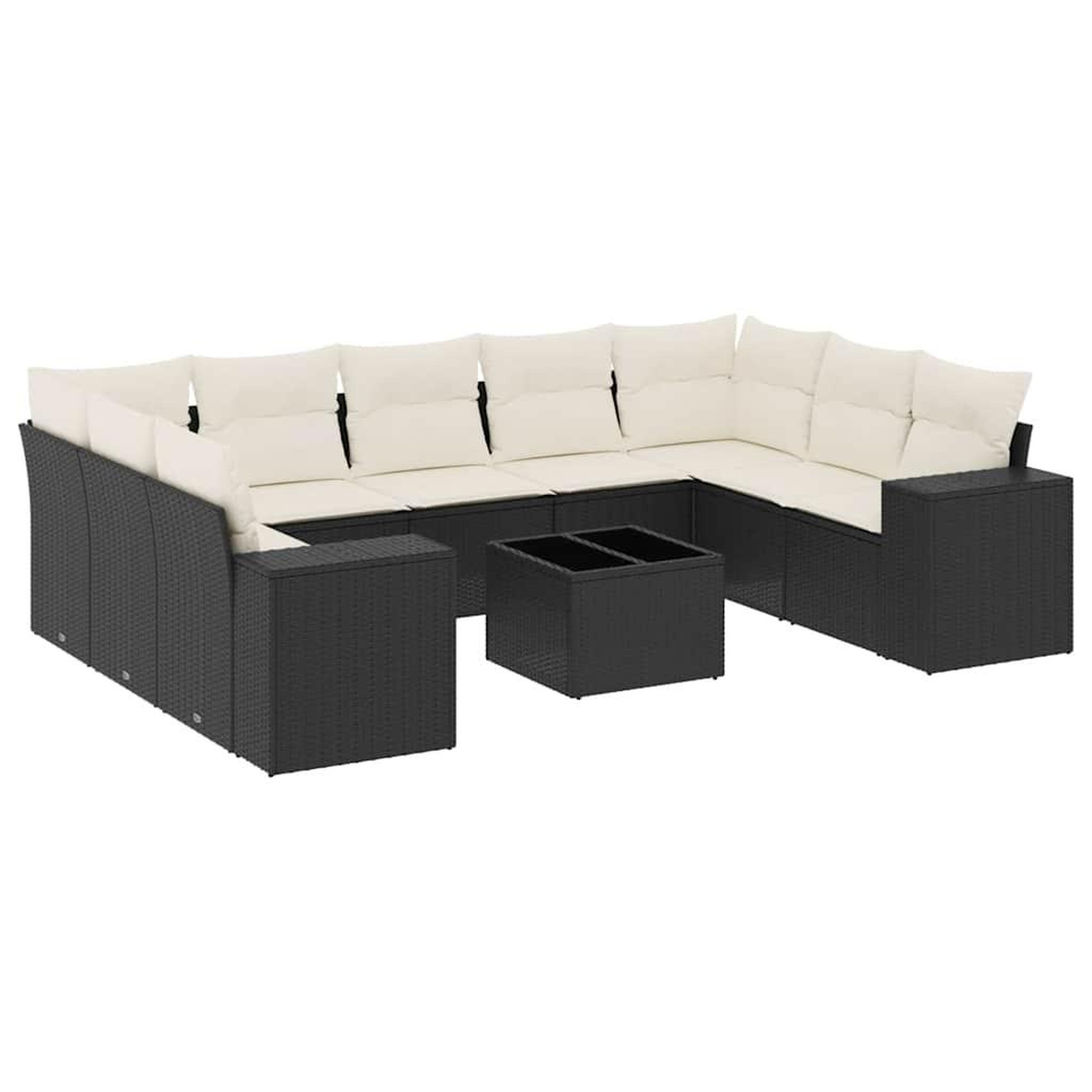 Voir la diapositive 2 : VIDAXL Salon de jardin 10 pcs avec coussins noir resine tressee