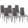 Voir la diapositive 1 : ID MARKET Lot de 6 chaises ROMANE grises bandeau blanc pour salle à manger
