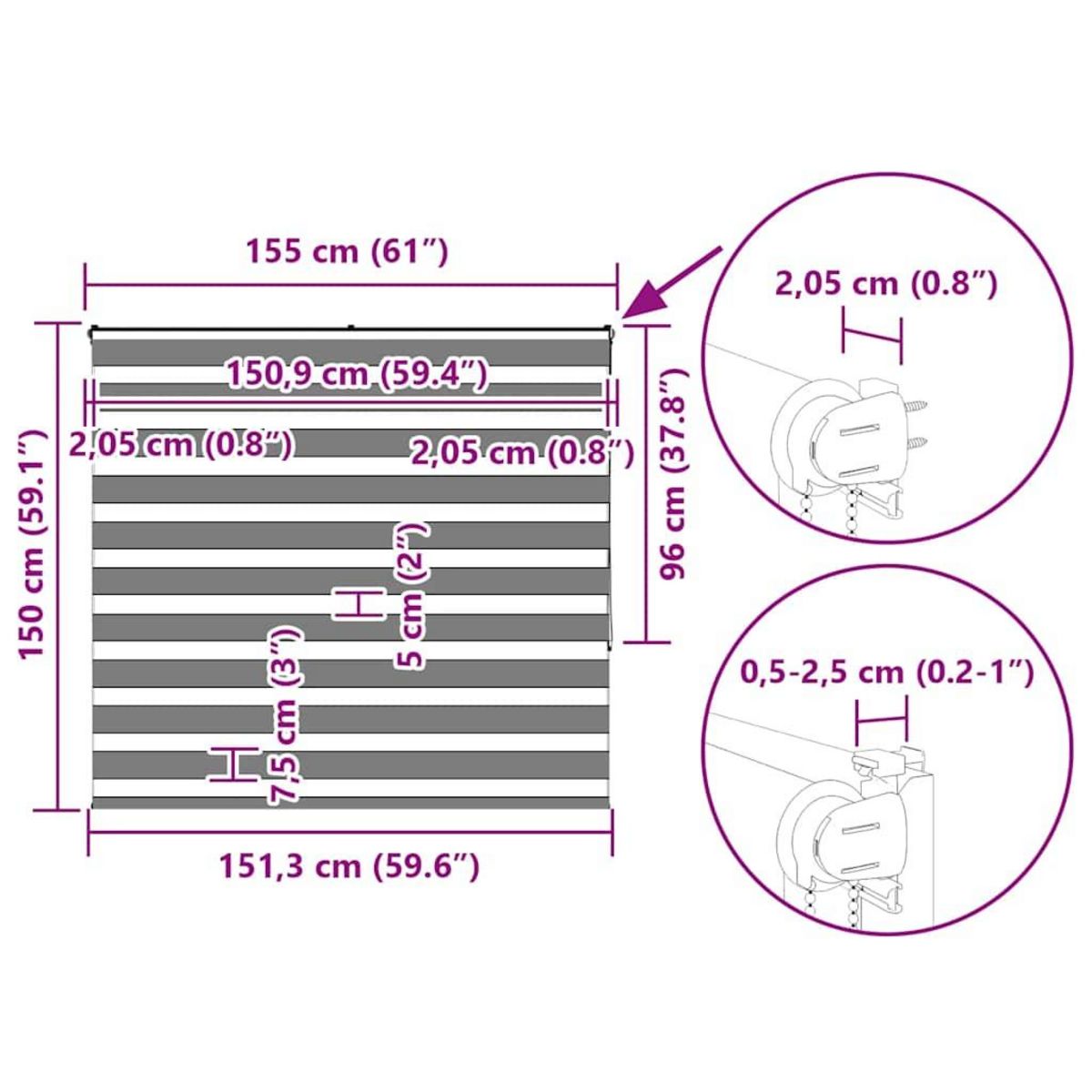VIDAXL Store zebre beige marbre largeur du tissu 150,9 cm polyester