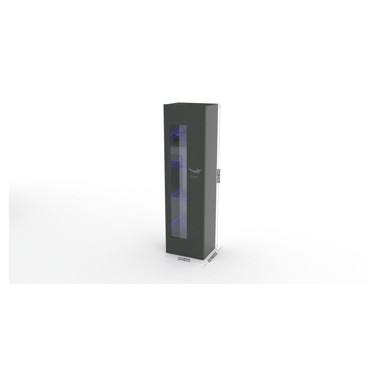 Vitrine 1 porte 4 étagères TECHNO