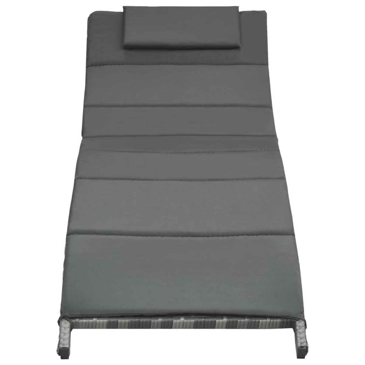 VIDAXL Chaise longue pliable avec coussin Resine tressee Gris