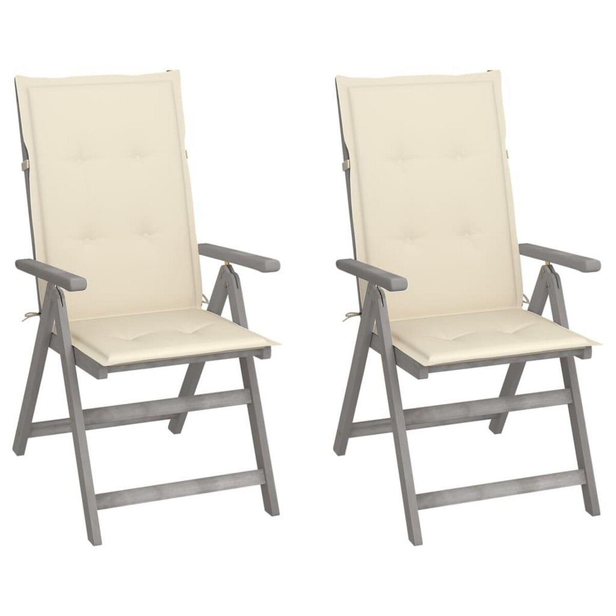 VIDAXL Chaises inclinables de jardin lot de 2 et coussins Bois acacia