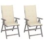 Voir la diapositive 1 : VIDAXL Chaises inclinables de jardin lot de 2 et coussins Bois acacia