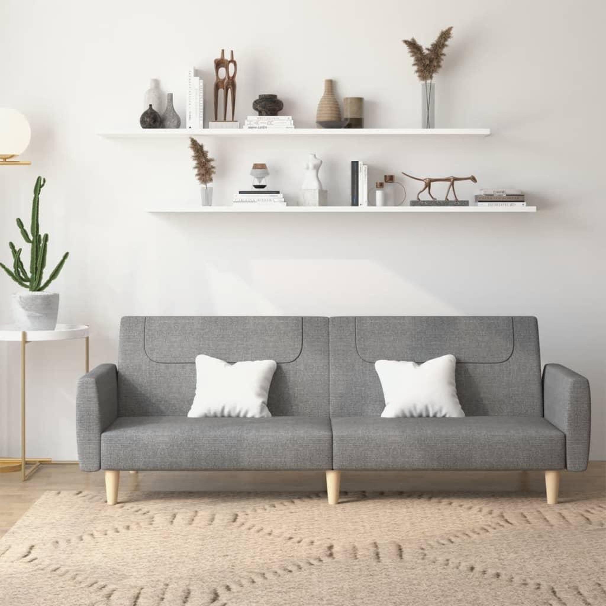 VIDAXL Canape-lit a 2 places gris clair tissu
