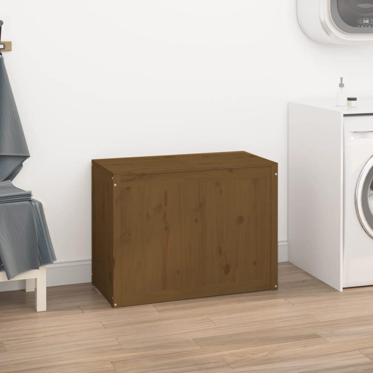 VIDAXL Boîte a linge Marron miel 88,5x44x66 cm Bois massif de pin