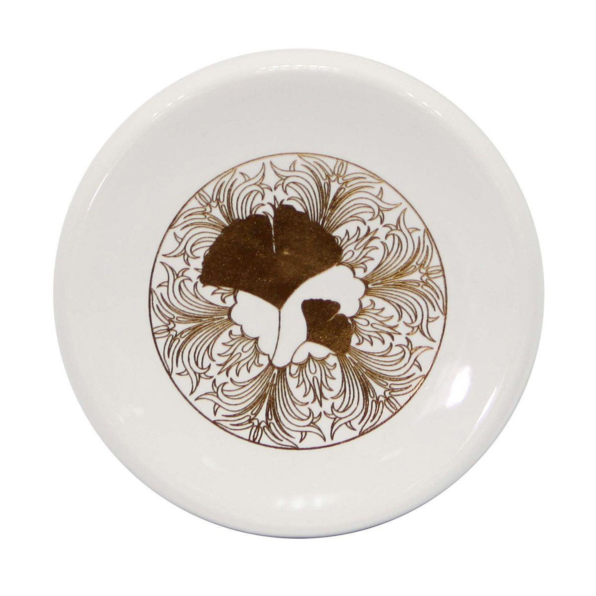 Voir la diapositive 1 : Douceur d'Intérieur Porte savon imprimé  ginkoblue  26cm blanc & or