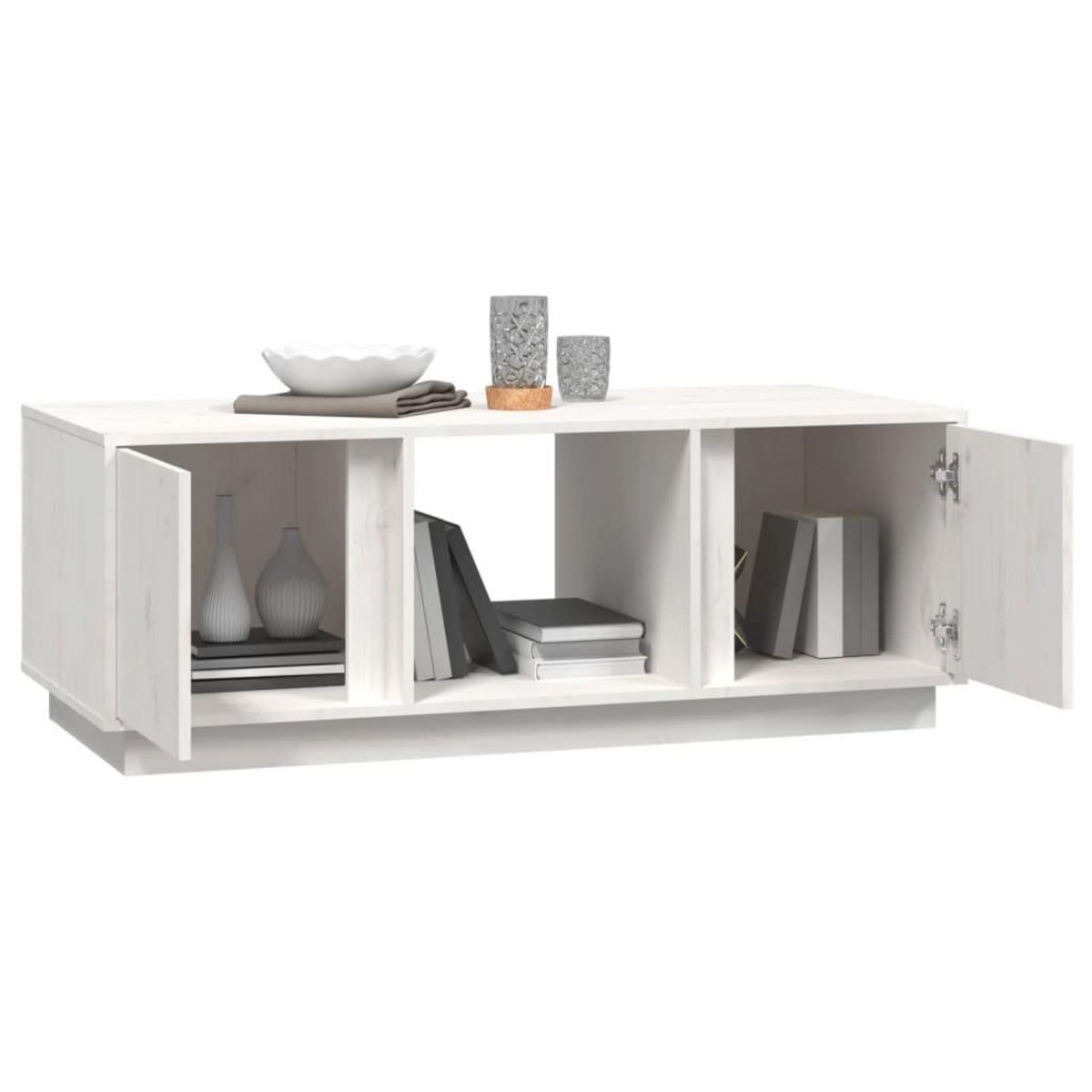 VIDAXL Table basse Blanc 110x50x40 cm Bois massif de pin