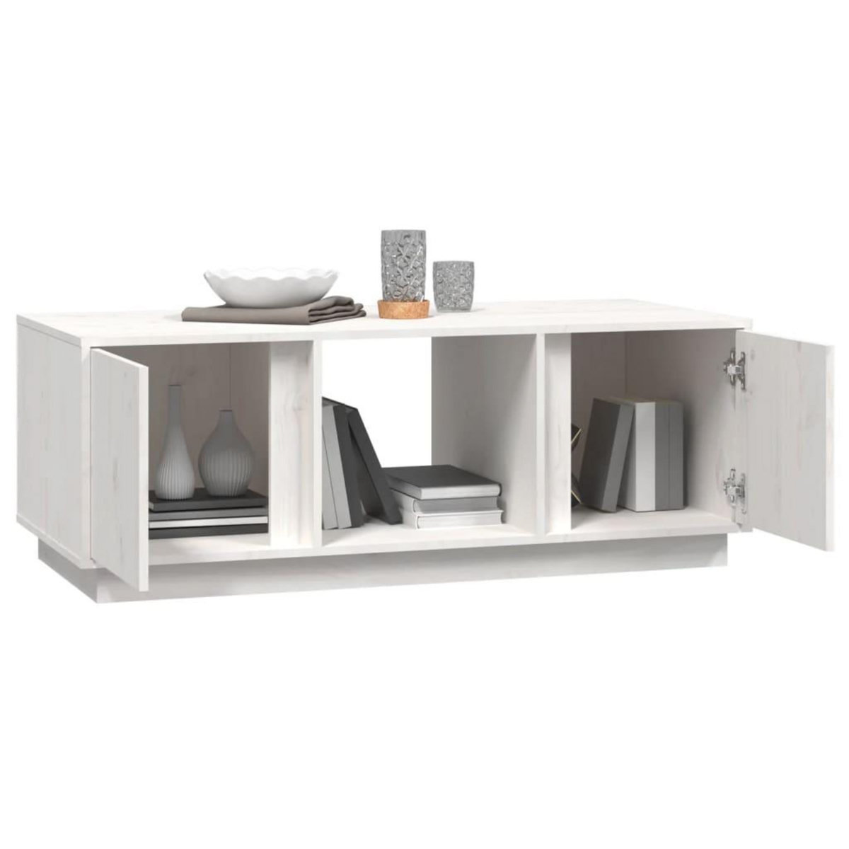 VIDAXL Table basse Blanc 110x50x40 cm Bois massif de pin