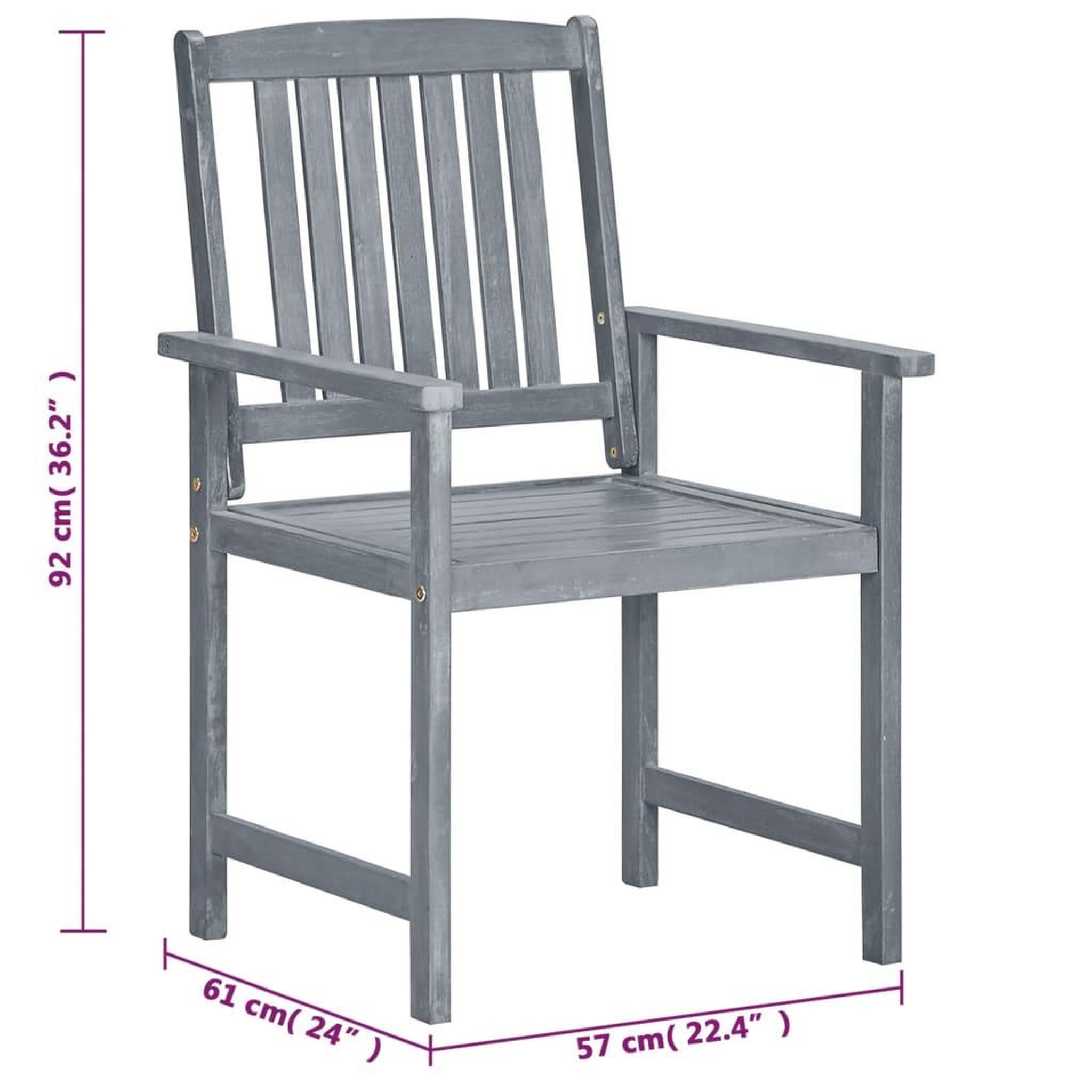 Voir la diapositive 6 : VIDAXL Chaises de jardin lot de 8 Bois massif d'acacia Gris