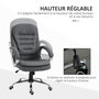 Voir la diapositive 4 : HOMCOM Fauteuil de bureau manager chaise de bureau ergonomique double coussin réglable roulettes toile lin gris foncé