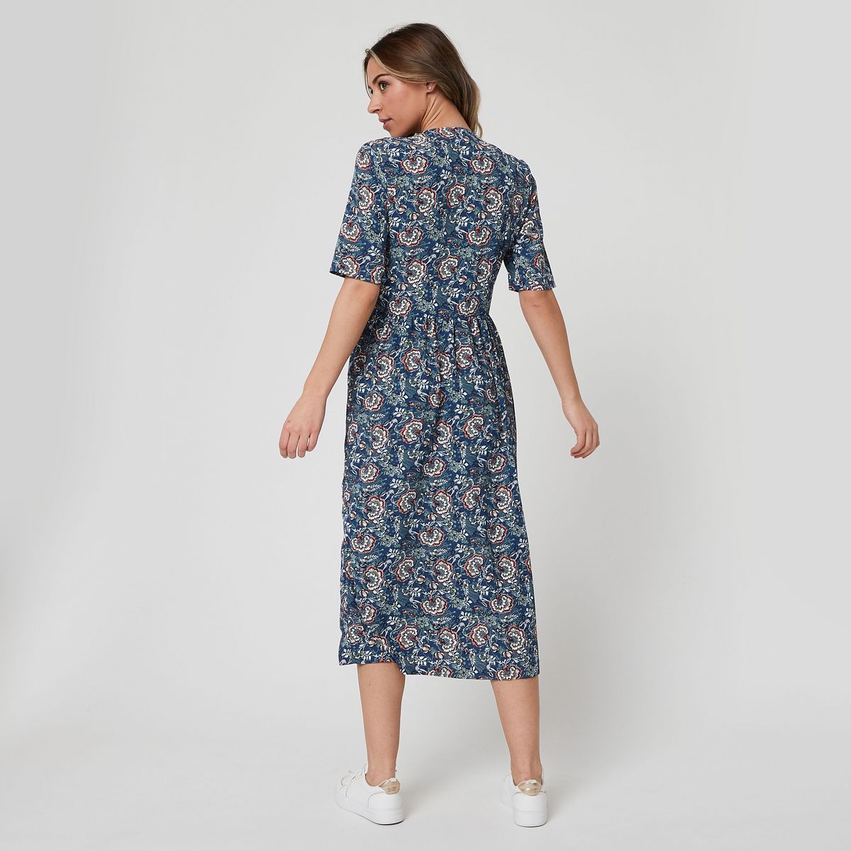 IN EXTENSO Robe longue bleu imprimé fleuri femme