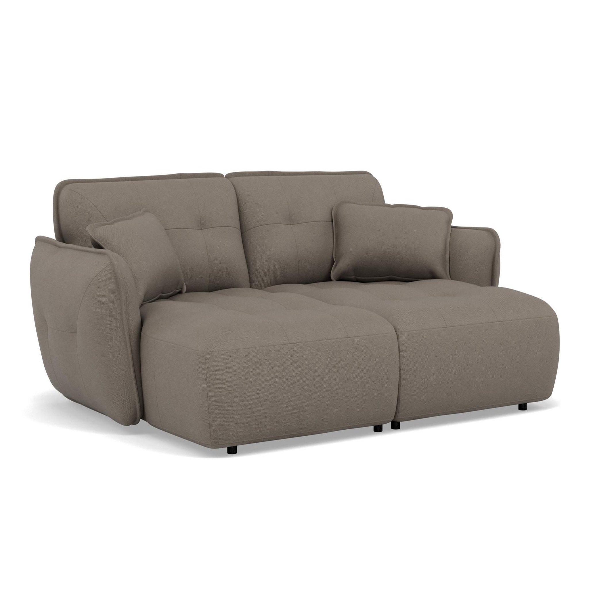 Voir la diapositive 3 : BEST MOBILIER Thais - canapé droit 4 places avec double méridienne assise profonde en tissu texturé