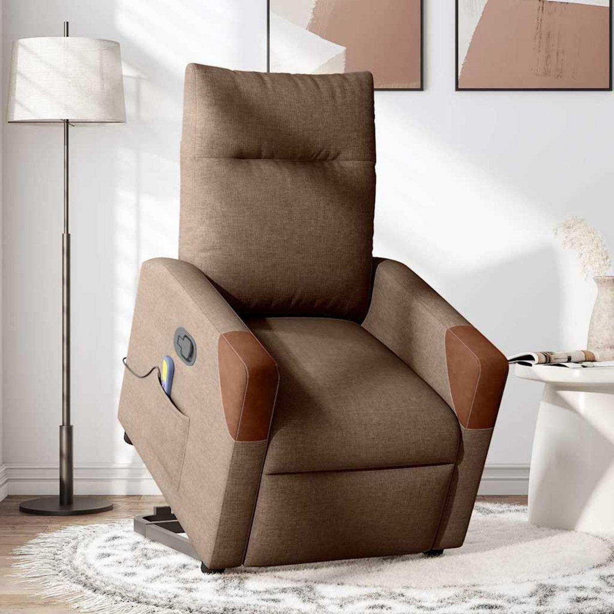VIDAXL Fauteuil de massage inclinable Marron Tissu