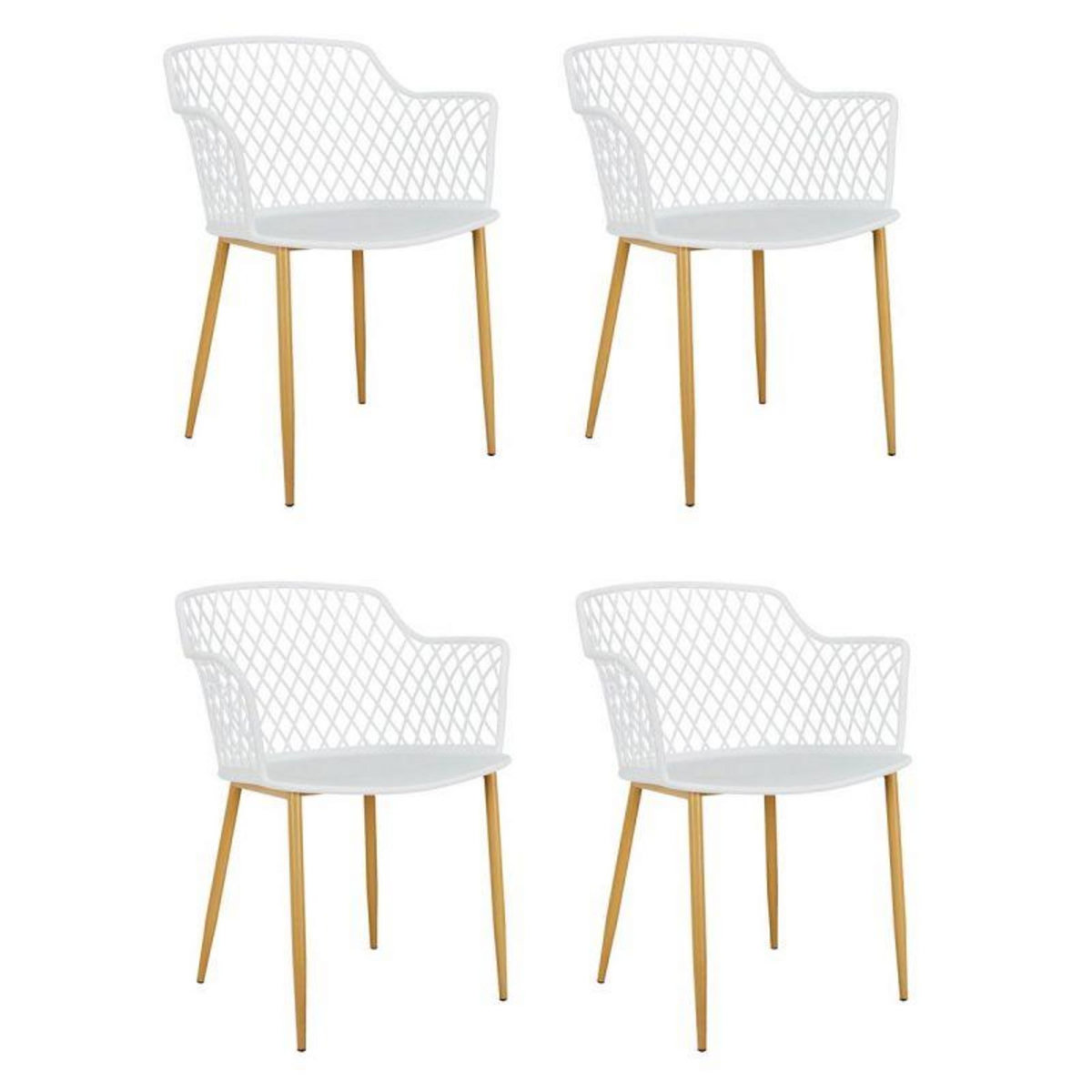 Paris Prix Lot de 4 Fauteuils Design  Malaga  80cm Blanc