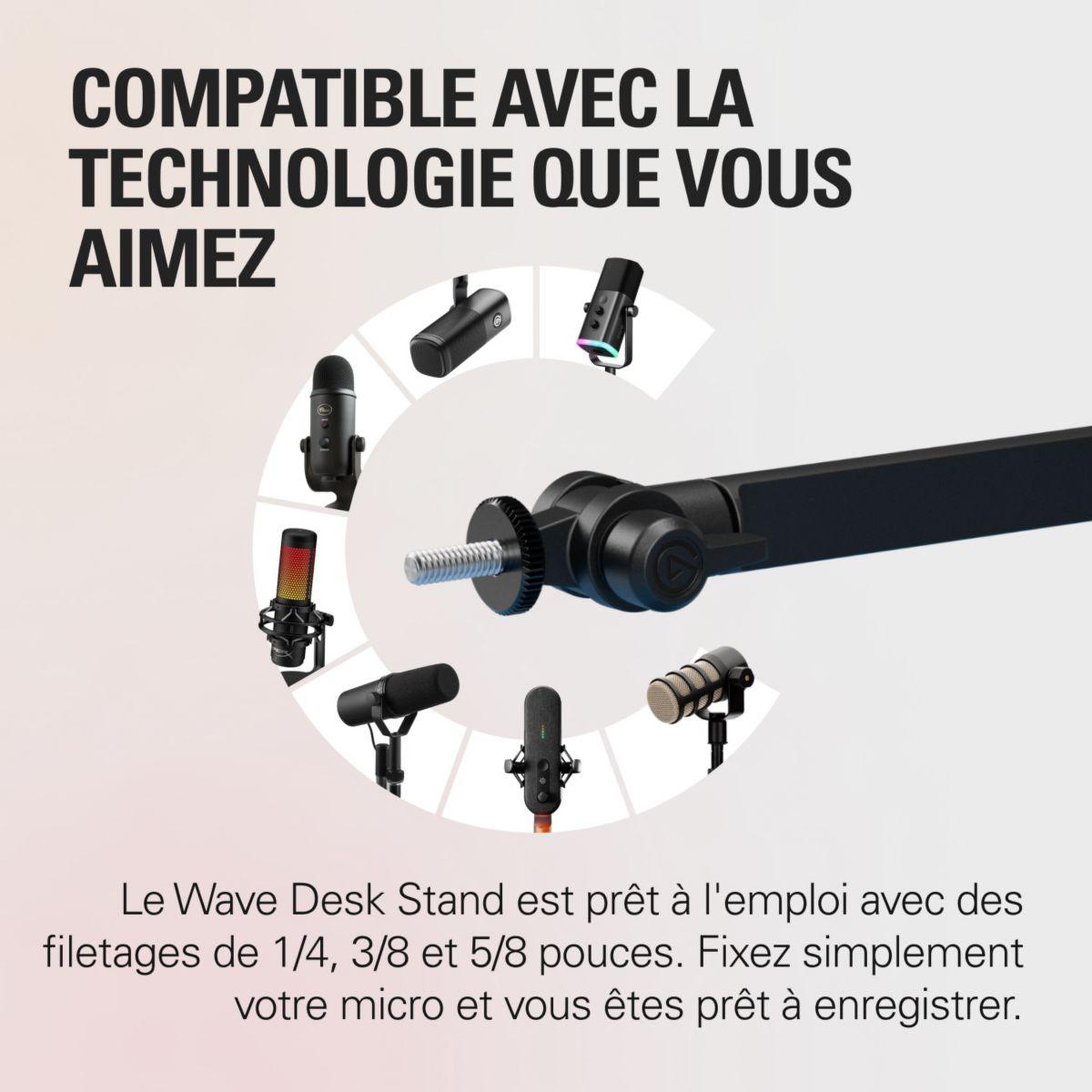 Voir la diapositive 4 : ELGATO GAMING Bras de micro wave desk stand