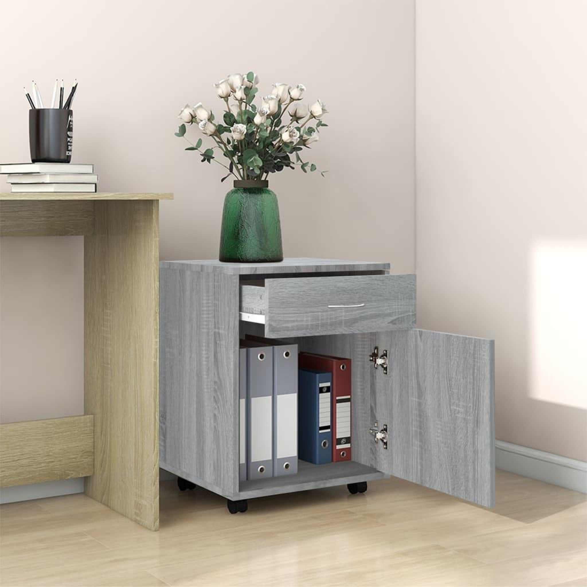Voir la diapositive 3 : VIDAXL Armoire roulante Sonoma gris 45x38x54 cm Bois d'ingenierie