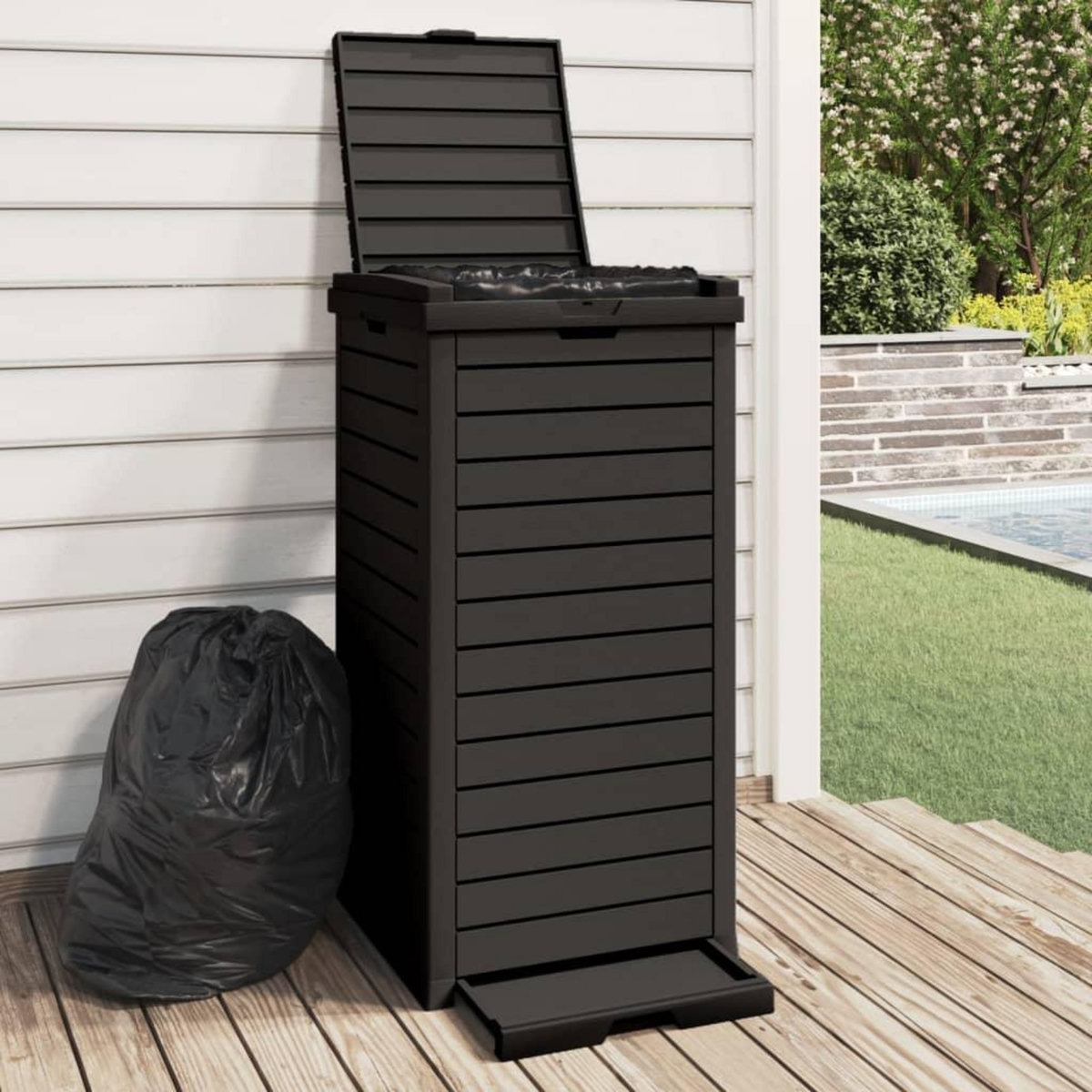 VIDAXL Poubelle d'exterieur noir 41x41x86 cm polypropylene