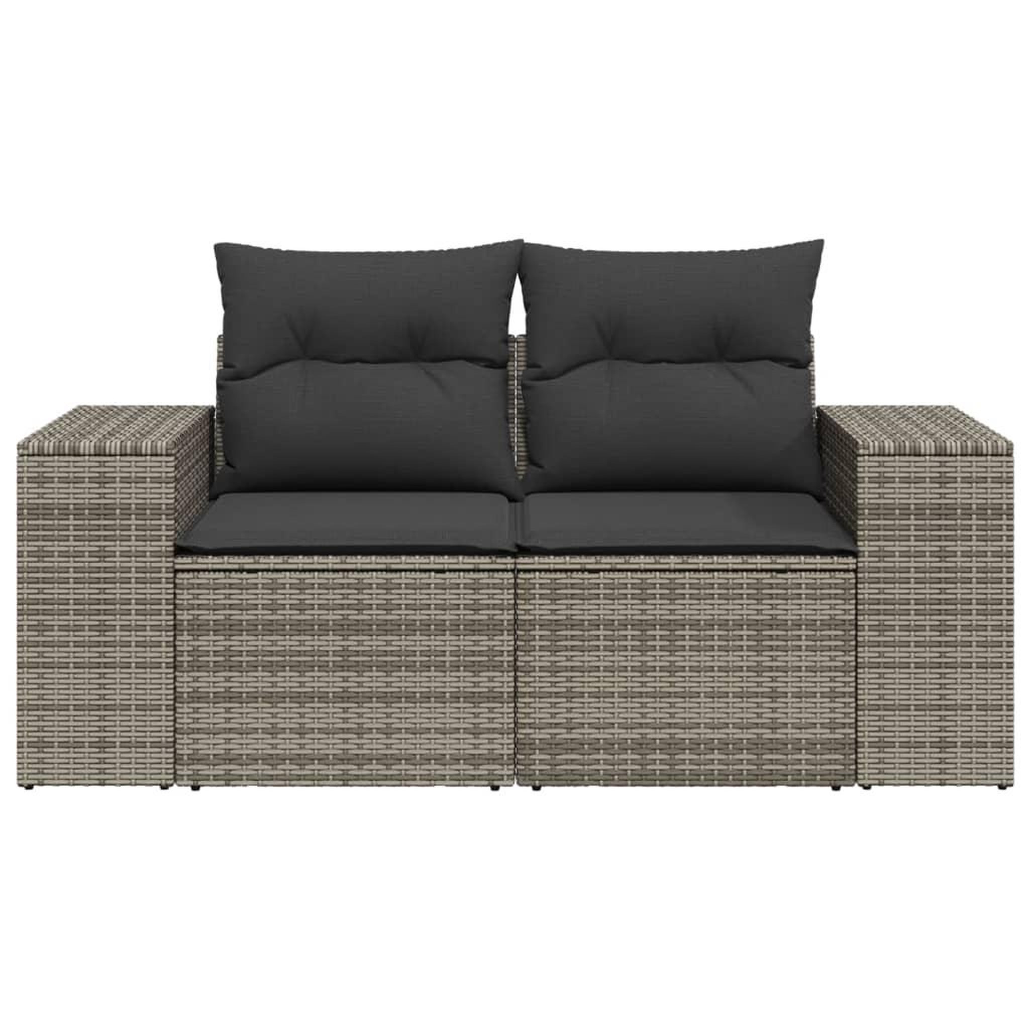 Voir la diapositive 4 : VIDAXL Canape de jardin 2 places avec coussins gris resine tressee