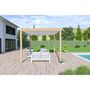 Voir la diapositive 4 : Pergola Bioclimatique autoportée 3X4 m - Aluminium - effet bois naturel/blanc - VS OMBREA®