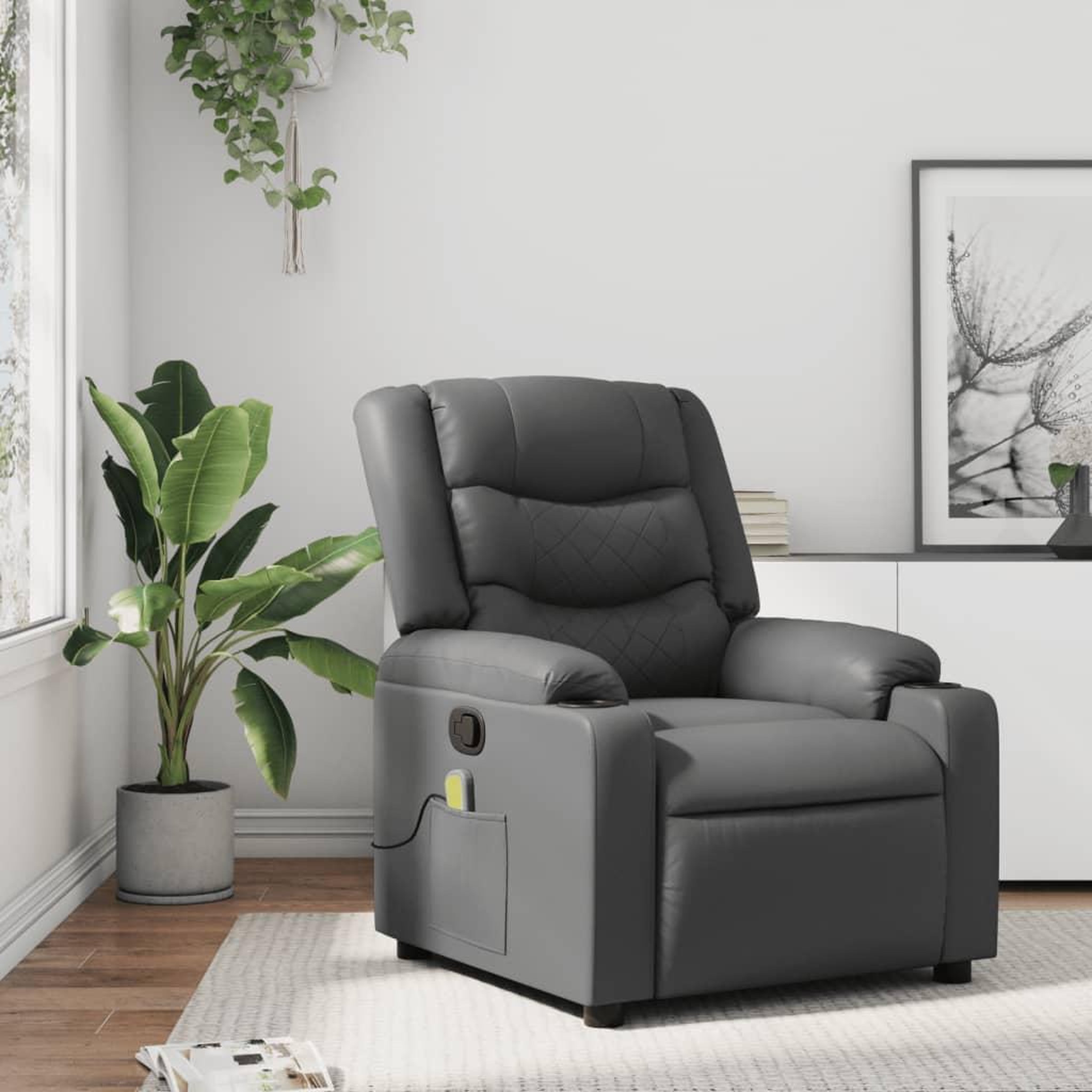 VIDAXL Fauteuil de massage inclinable Gris Similicuir