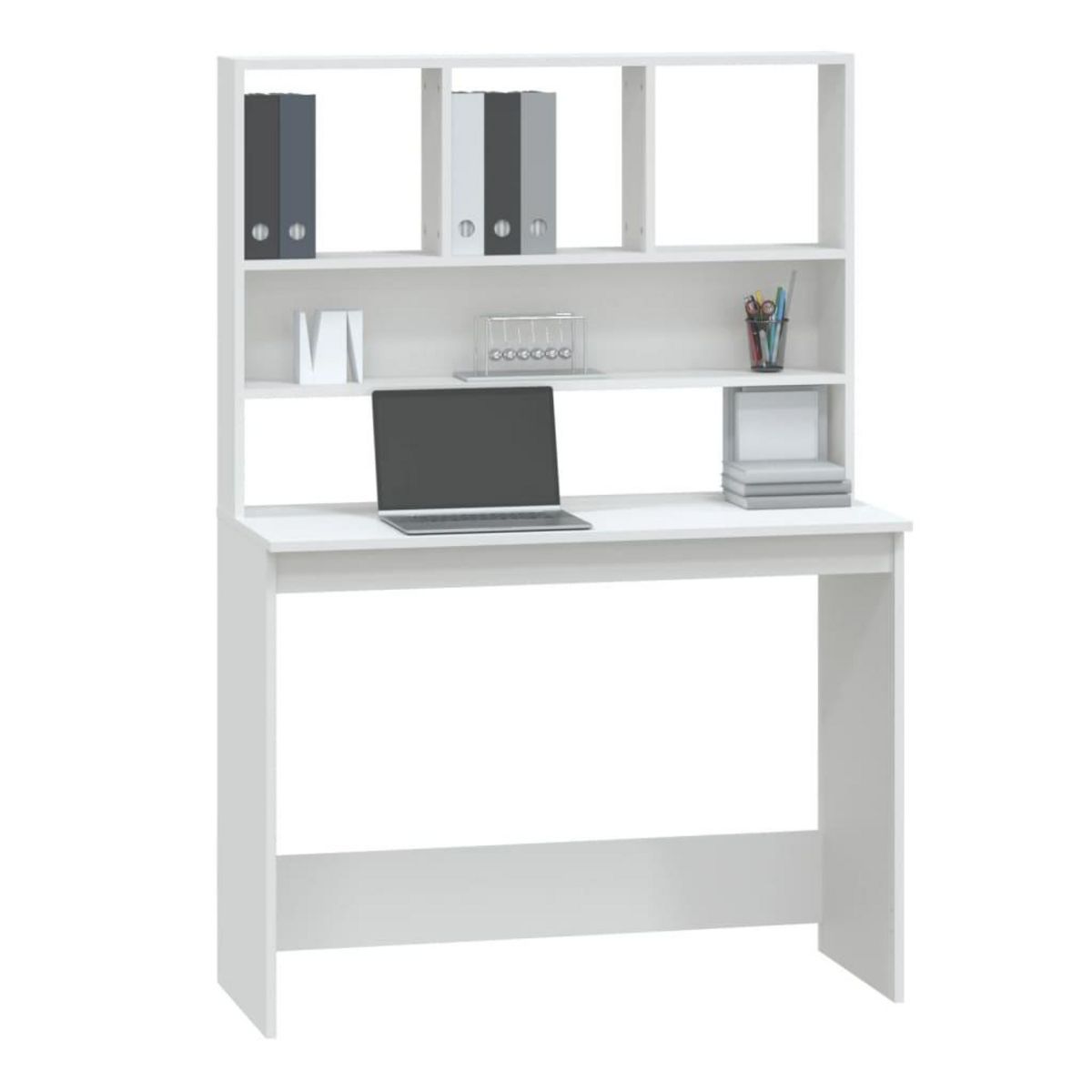 VIDAXL Bureau avec etageres Blanc 102x45x148 cm Bois d'ingenierie