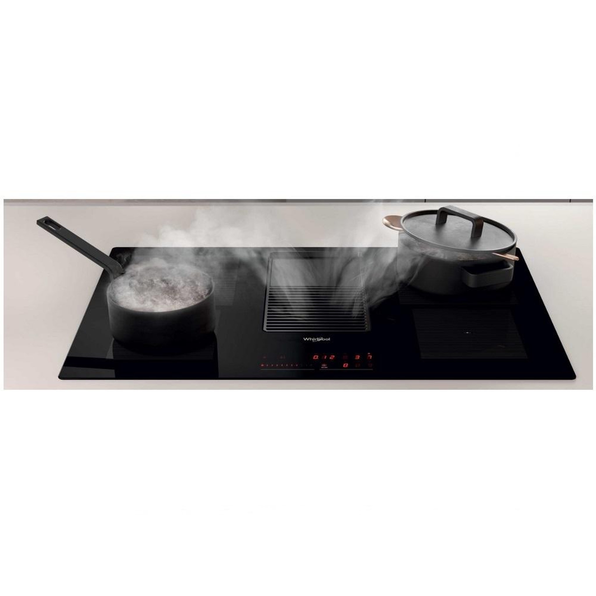 Voir la diapositive 4 : Whirlpool Table de cuisson aspirante induction 83cm 4 feux 7500w noir - wvh92k/1