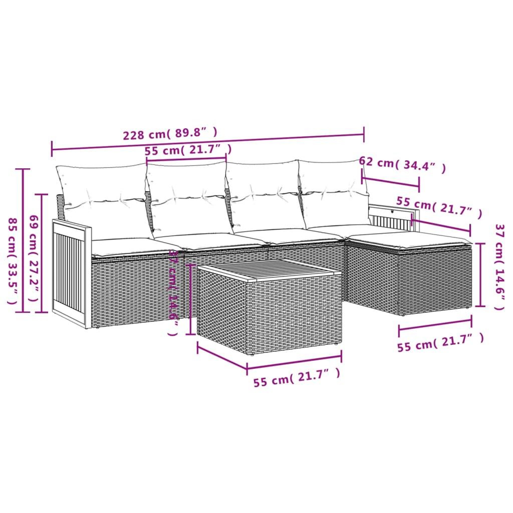 Voir la diapositive 6 : VIDAXL Salon de jardin 6 pcs avec coussins noir resine tressee