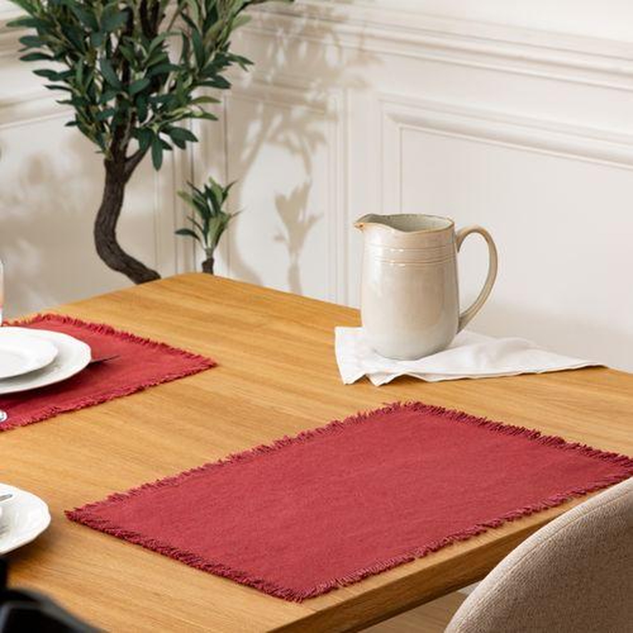 Voir la diapositive 3 : TOILINUX Lot de 6 Sets de table Maha en coton