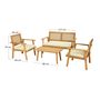 Voir la diapositive 4 : BEST MOBILIER Siboney - salon bas de jardin 4 places - bois, cannage et coussins beiges
