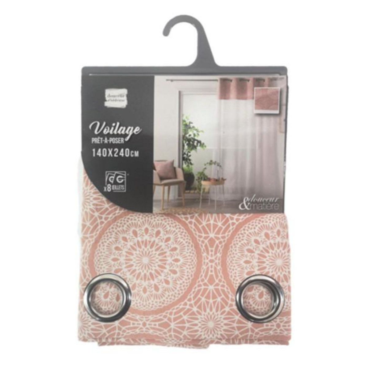 Paris Prix Rideau Voilage à Œillets  Sibel  140x240cm Rose