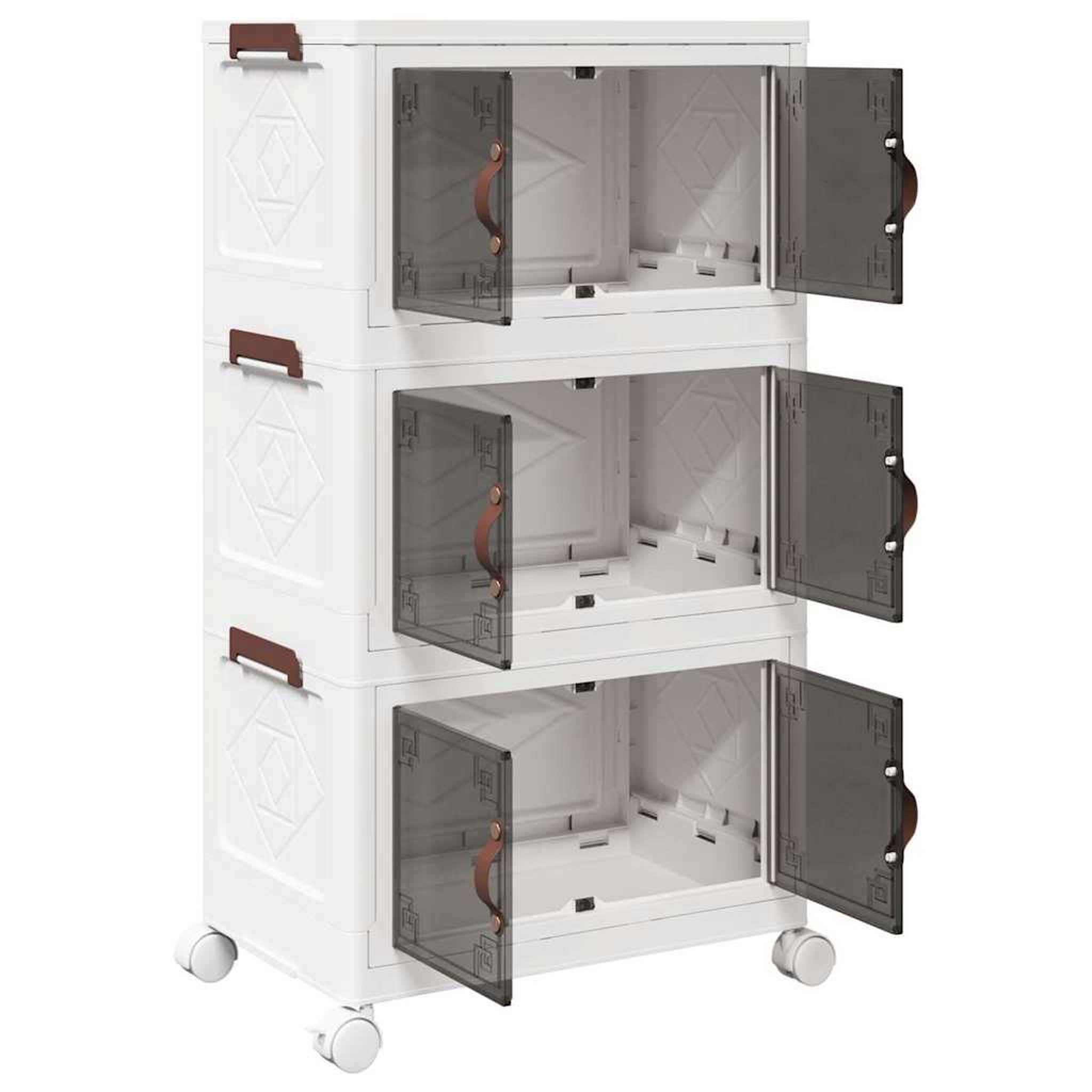 Voir la diapositive 5 : VIDAXL Boîte de rangement empilable avec roues a 3 niveaux 28 L