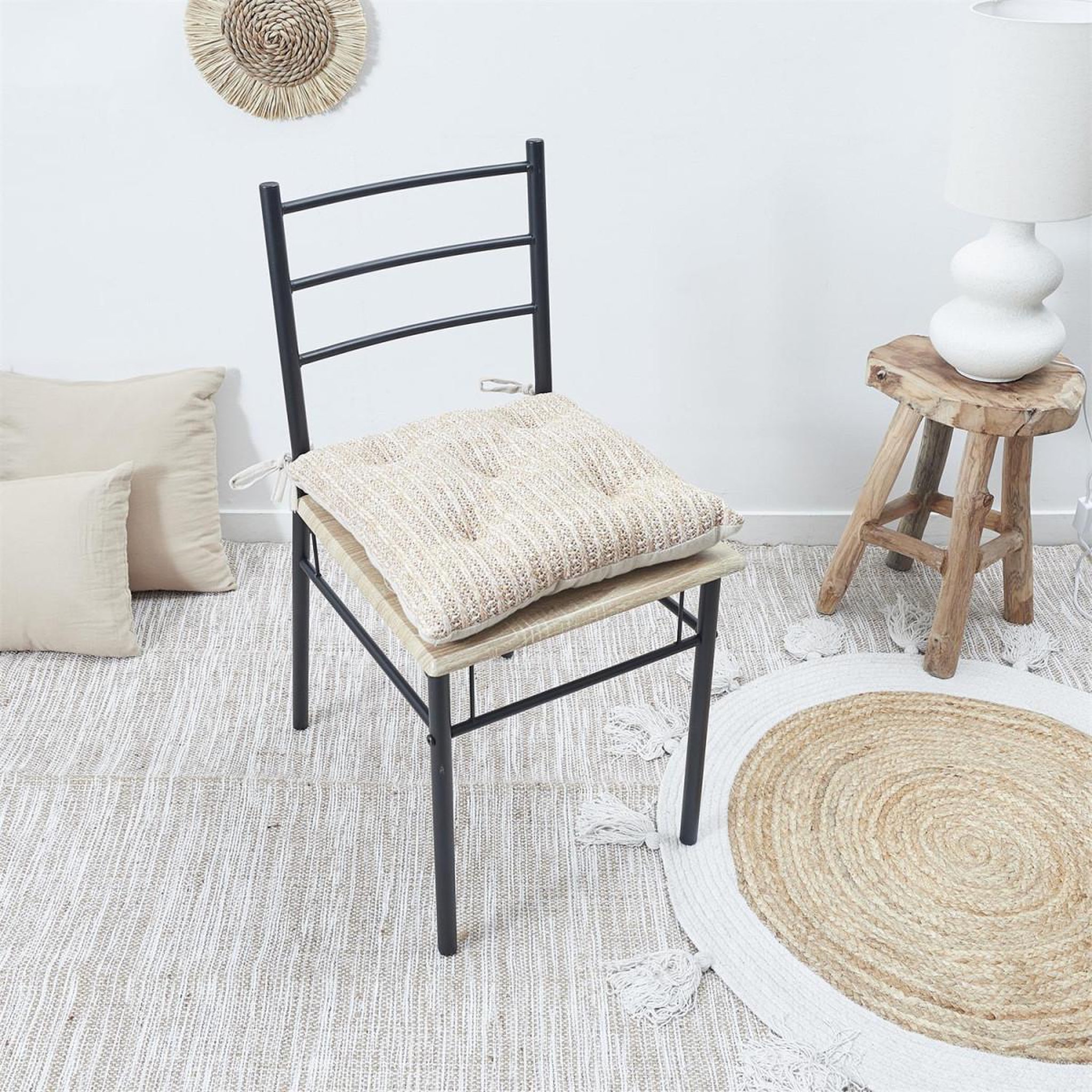 Voir la diapositive 3 : The Home Deco Factory Galette de chaise  réversible  40x40cm naturel
