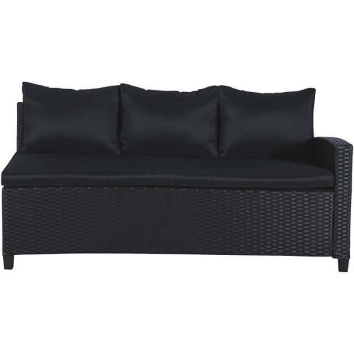 MARKET24 Salon de jardin KAPAS - 5 personnes - Acier et résine tressée - Noir