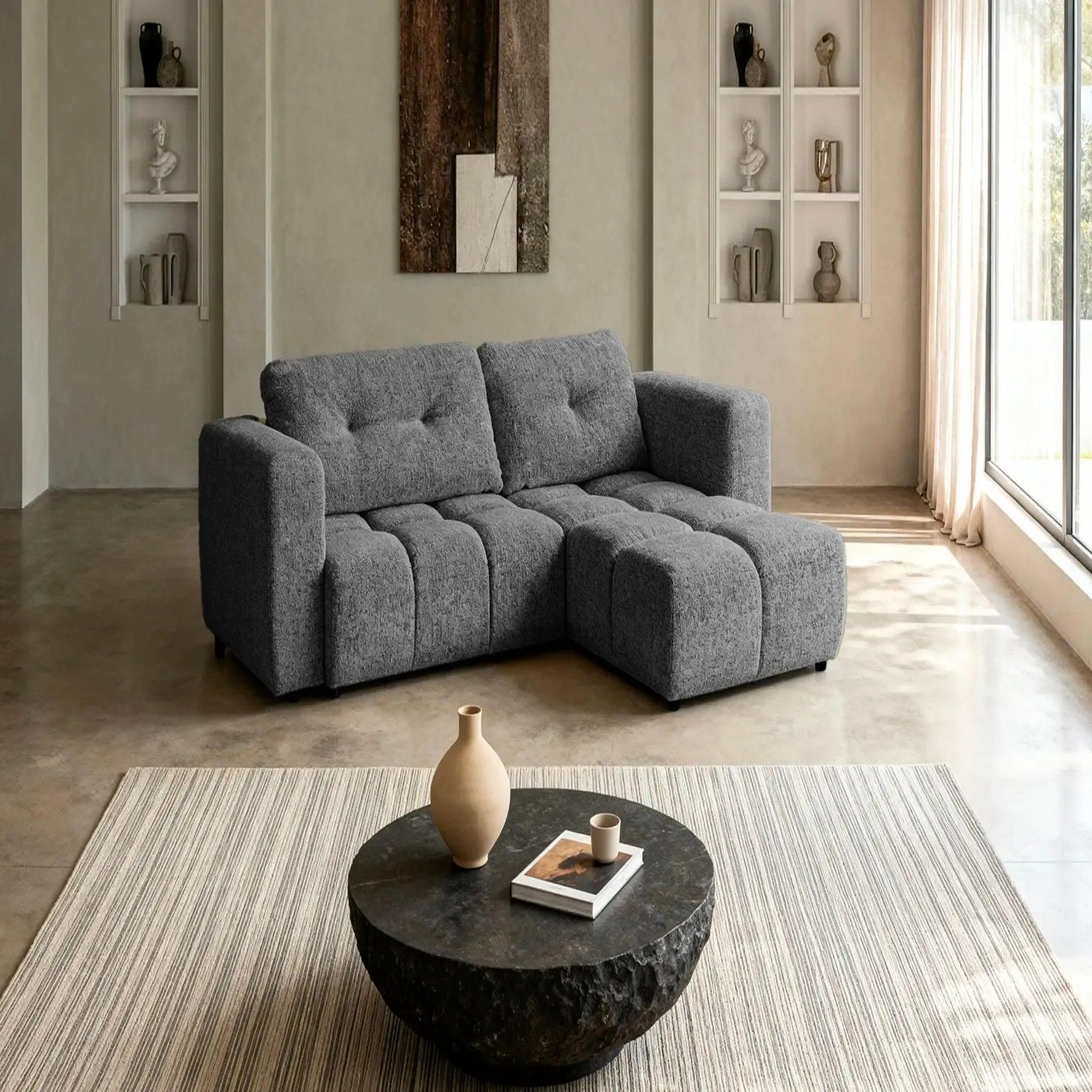 Voir la diapositive 2 : CASANOVA PARIS Romy 3 places - canapé d'angle convertible tissu chenille 3 places