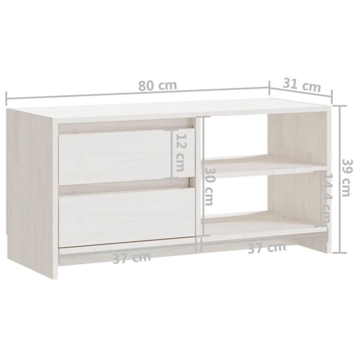 VIDAXL Meuble TV Blanc 80x31x39 cm Bois de pin massif