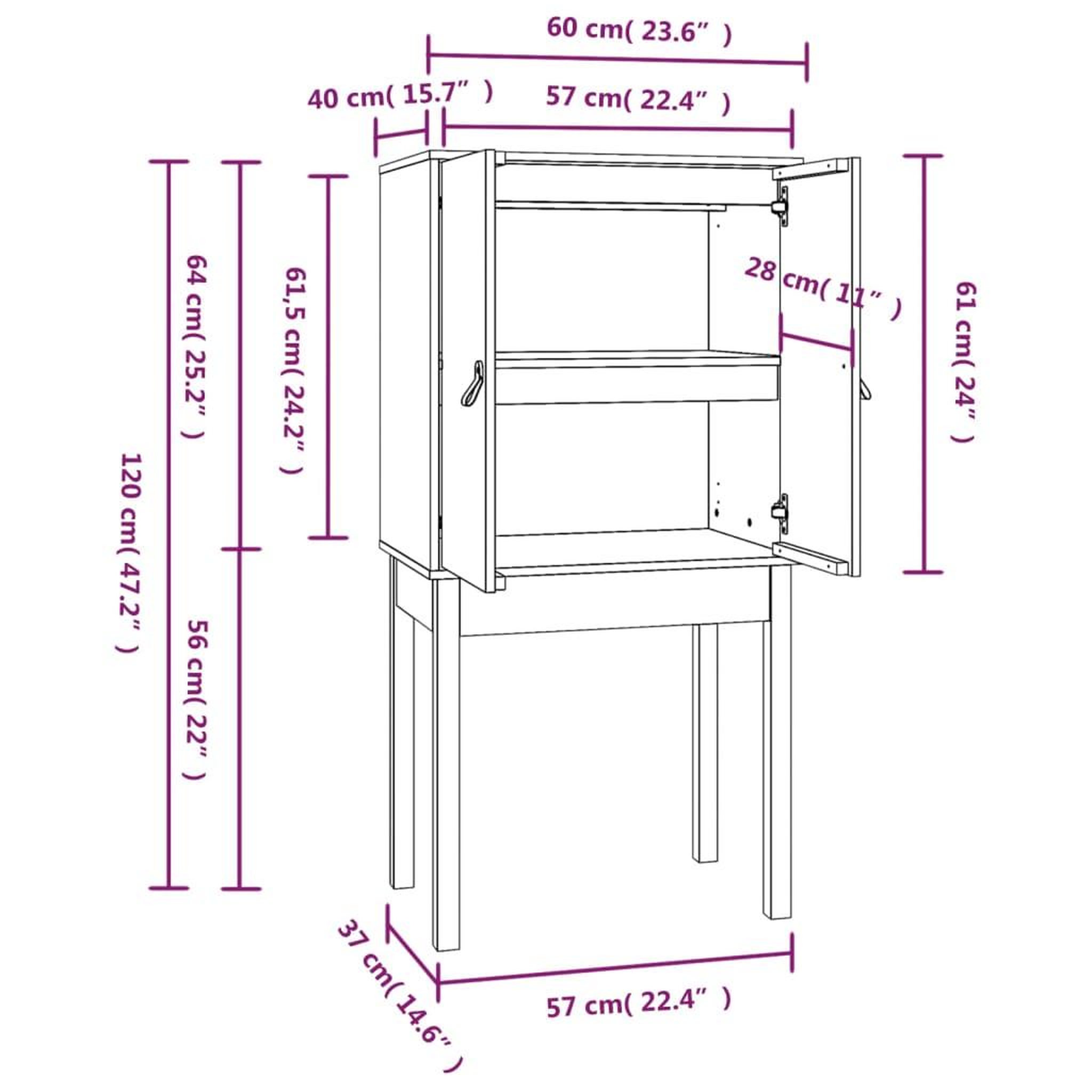 Voir la diapositive 6 : VIDAXL Buffet haut Marron miel 60x40x120 cm Bois massif de pin