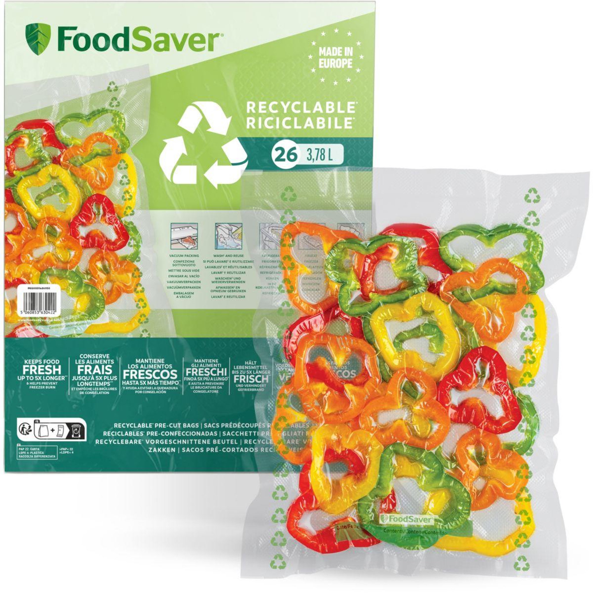 Voir la diapositive 1 : FOODSAVER Sac sous vide fsbe3202x01 25 sacs 3.87l