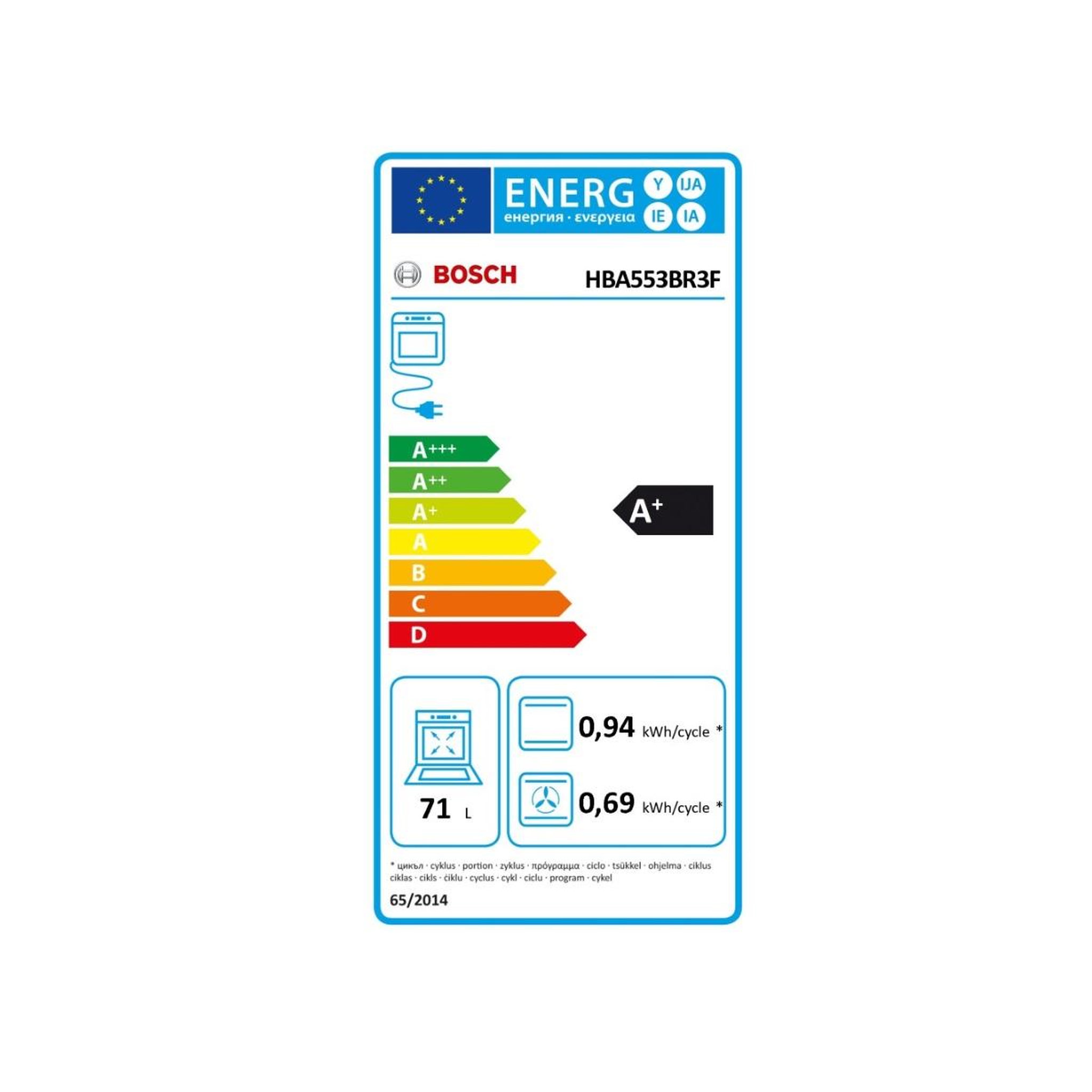 Voir la diapositive 2 : BOSCH Four intégrable multifonction 71l 60cm ecoclean inox - hba553br3f