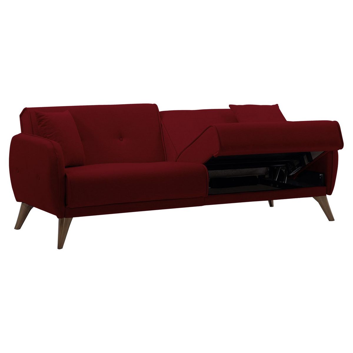 Canapé droit convertible 3 places tissu pieds bois clair BONJO