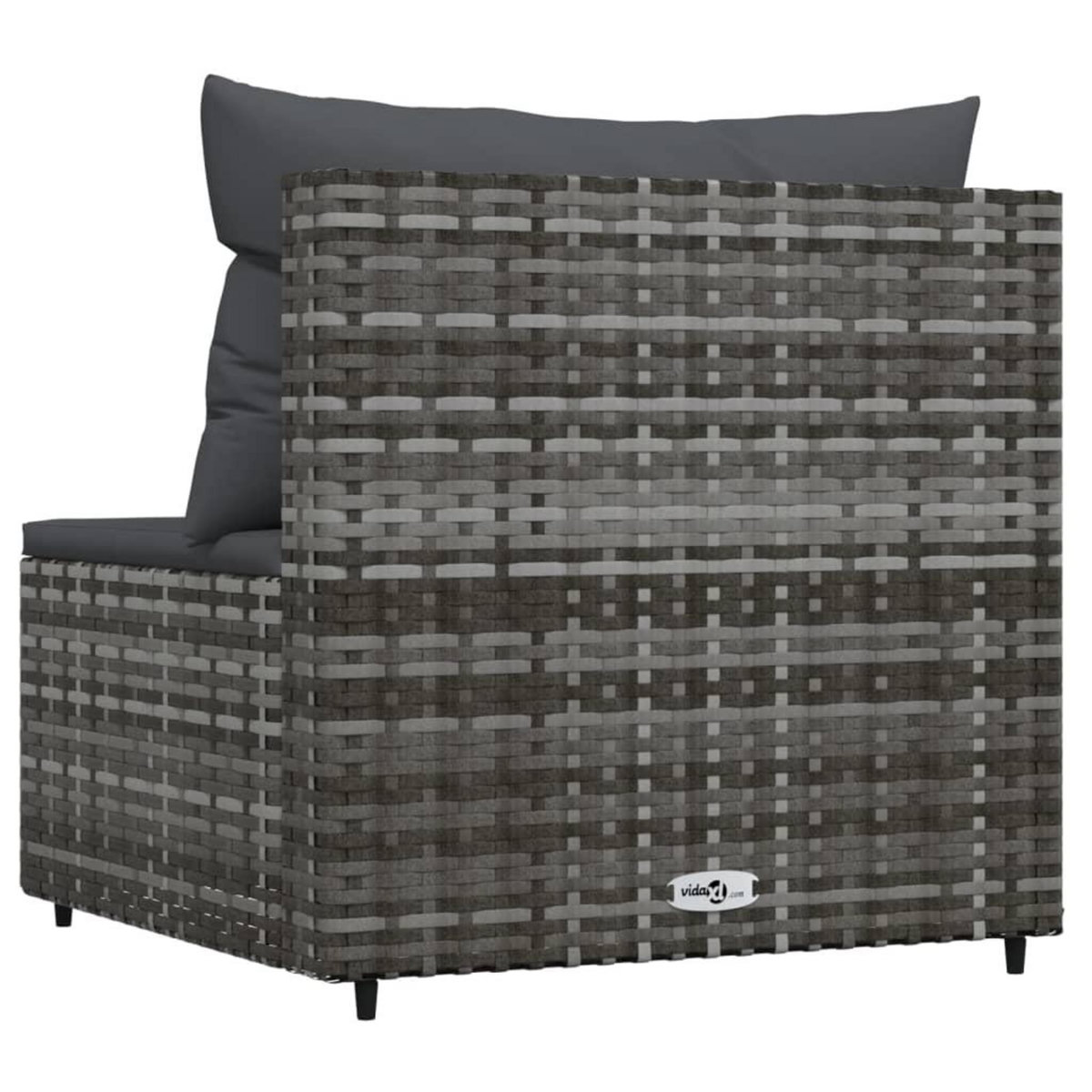 VIDAXL Canape central de jardin avec coussins gris resine tressee