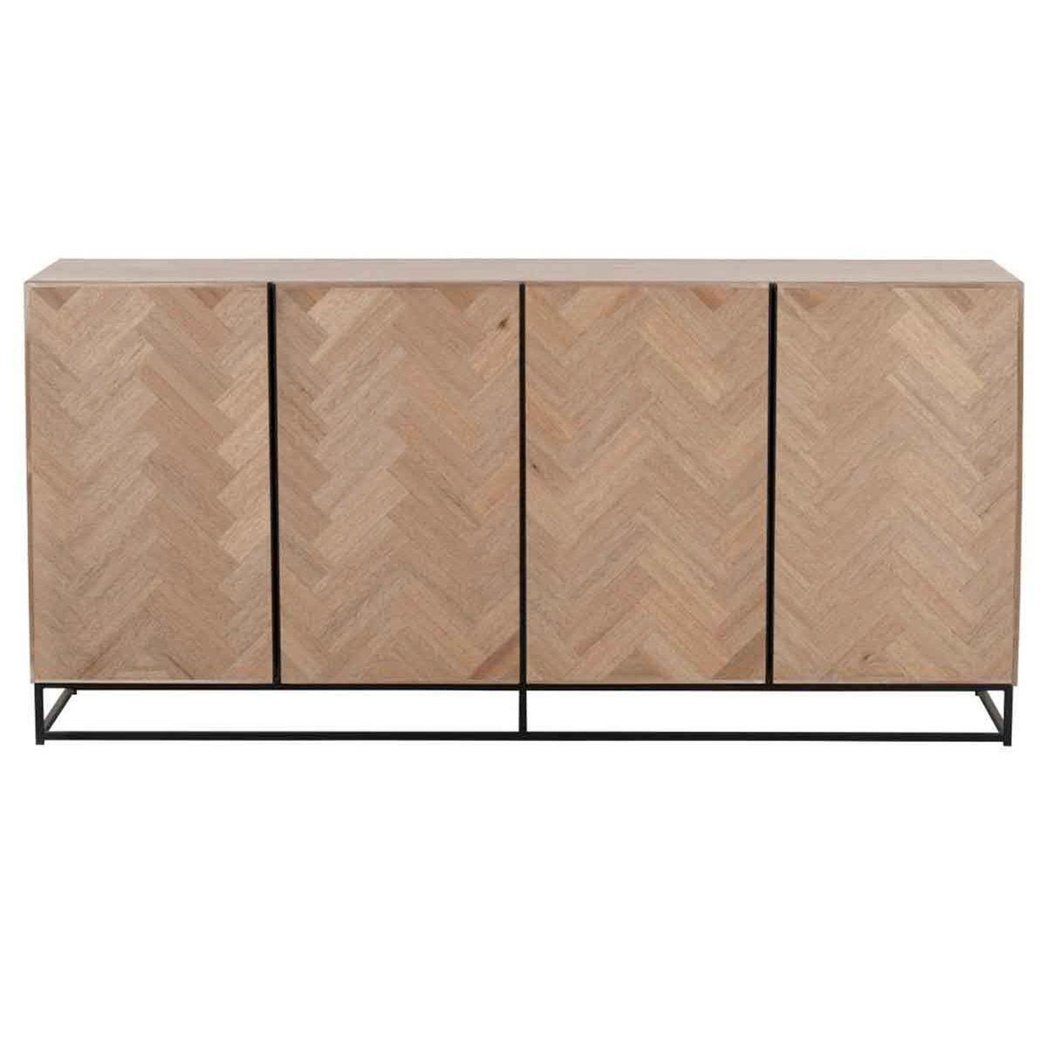 Voir la diapositive 1 : J-LINE Buffet 4 portes  miraza  180cm naturel & noir