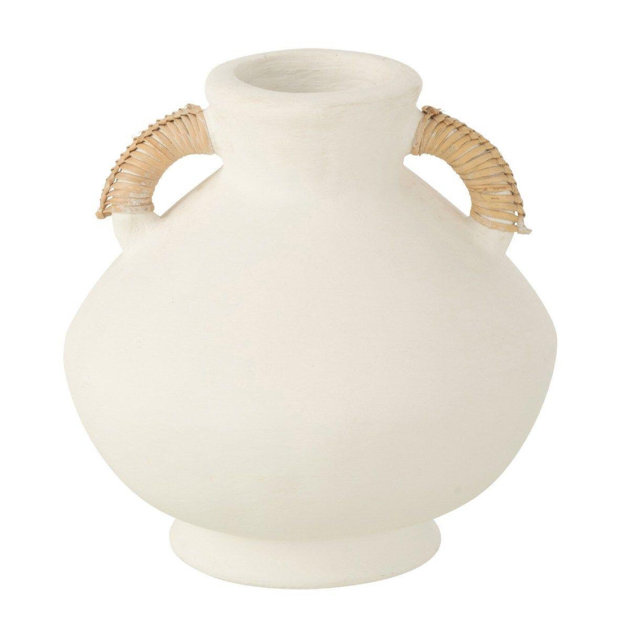 J-LINE Vase déco  léo  30cm blanc & naturel