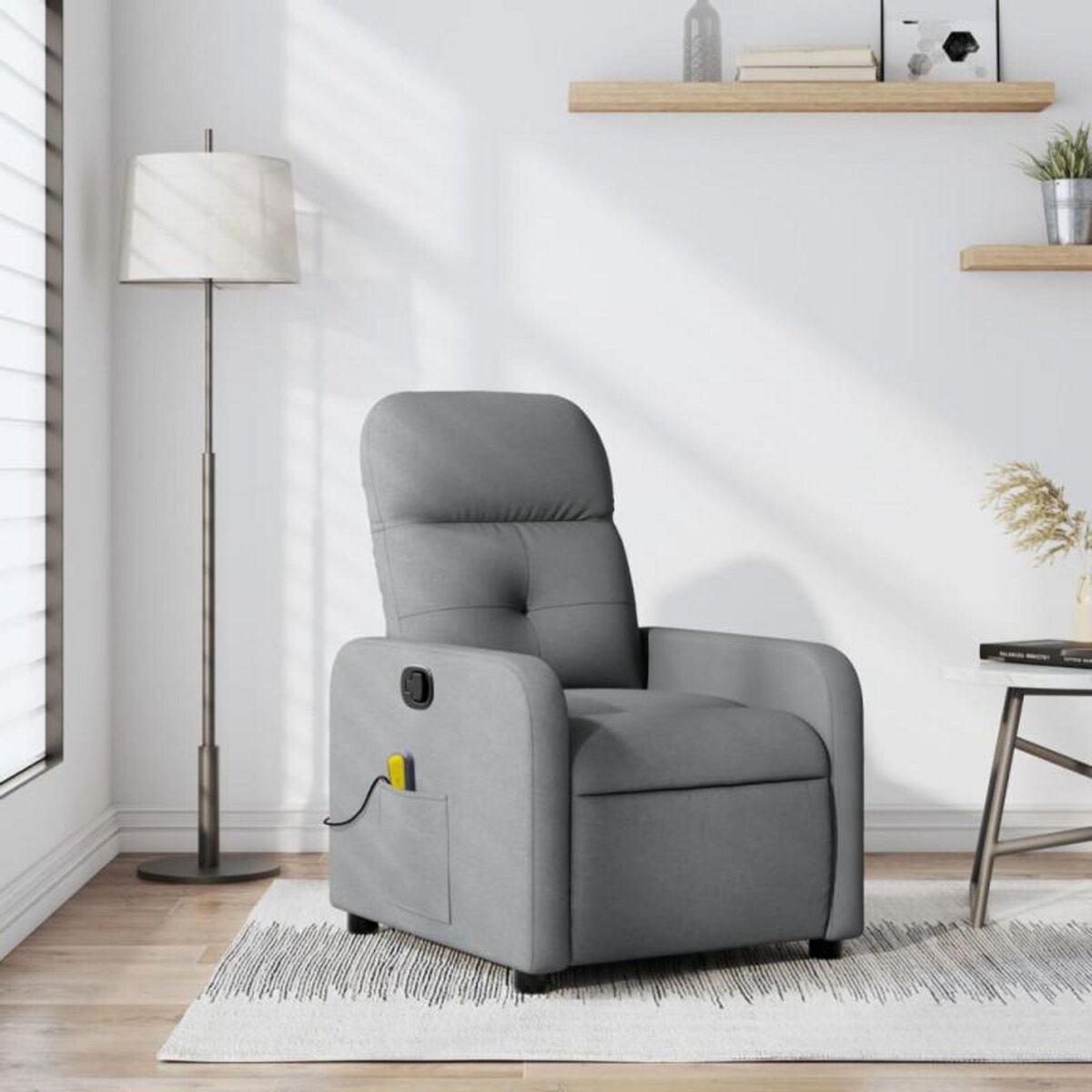 VIDAXL Fauteuil de massage inclinable Gris clair Tissu